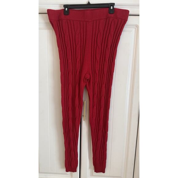 NWT Women’s TORRID CABLE KNIT POCKET LOUNGE LEGGINGS JESTER RED Size 4X - Picture 1 of 7